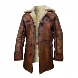 Dark Knight Rises Bane Real Shearling Genuine Leather Trench Coat / Jacket Dark Knight Rises Bane Real Shearling Genuine Leather Trench Coat / Jacket
