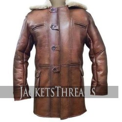 Dark Knight Rises Bane Real Shearling Genuine Leather Trench Coat / Jacket Dark Knight Rises Bane Real Shearling Genuine Leather Trench Coat / Jacket