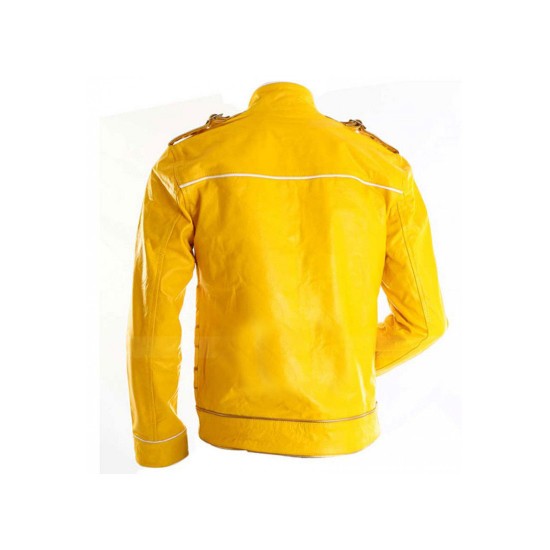 Freddie Mercury Concert Yellow Military Motorcycle Jacket