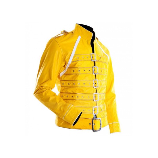 Freddie Mercury Concert Yellow Military Motorcycle Jacket