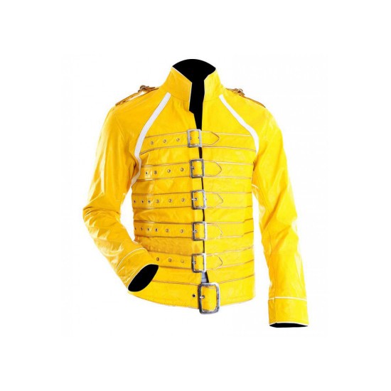 Freddie Mercury Concert Yellow Military Motorcycle Jacket