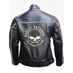 New Men's Harley Davidson Reflective Willie G Skull Leather Jacket