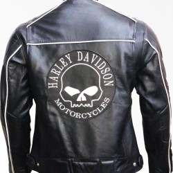 New Men's Harley Davidson Reflective Willie G Skull Leather Jacket New Men's Harley Davidson Reflective Willie G Skull Leather Jacket