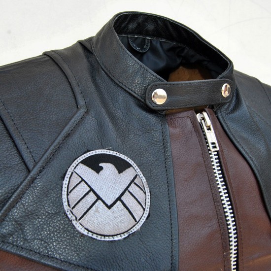 Jeremy Renner Hawkeye Vest  in brown and black color leather