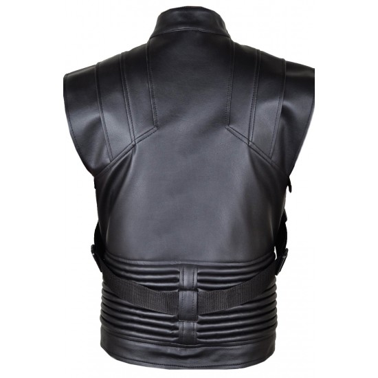 Jeremy Renner Hawkeye Vest  in brown and black color leather