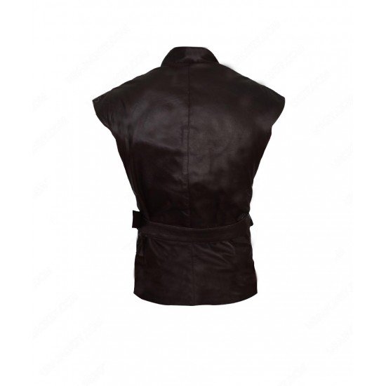 Joshua Sasse Galavant Brown Leather Vest with  Adjustable waist belt