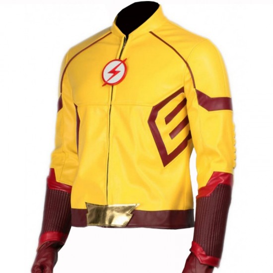 The Flash Tv Series Kid Leather Jacket With Flash Logo on The Front.