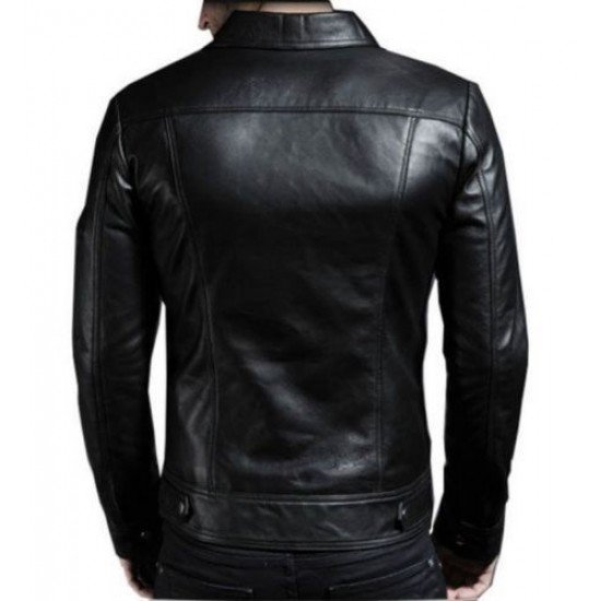 New Mens Genuine Lambskin Leather Motorcycle Jacket Slim fit Biker Jacket