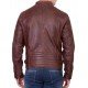 Men’s Biker Leather Brown Padded Shoulder Jacket