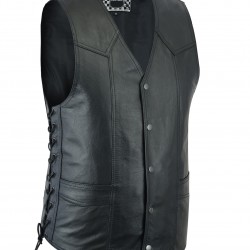 Men's Motorcycle Black Leather Vest Men's Motorcycle Black Leather Vest