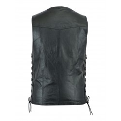 Men's Motorcycle Black Leather Vest