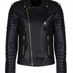 New Men's Genuine Lambskin Quilted Biker Jacket Motorcycle Slim fit Leather Jacket
