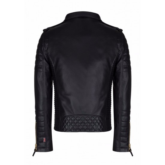 New Mens Genuine Lambskin Quilted Biker Jacket Motorcycle Slim fit Leather Jacket