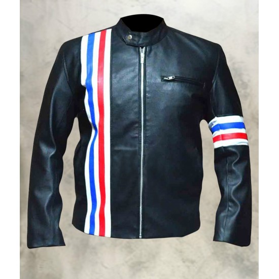 Peter Fonda Easy Rider Leather Jacket With USA Flag On The Back Side.