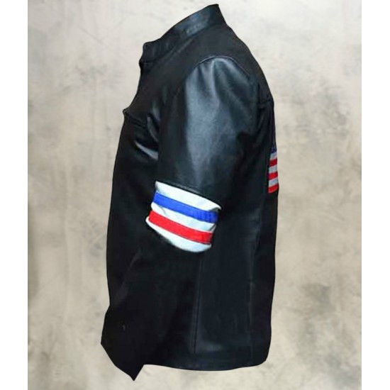 Peter Fonda Easy Rider Leather Jacket With USA Flag On The Back Side.