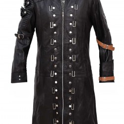 PUBG Playerunknown's Battlegrounds Black Leather Trench Coat