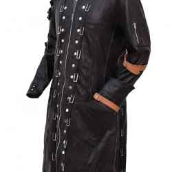 PUBG Playerunknown's Battlegrounds Black Leather Trench Coat PUBG Playerunknown's Battlegrounds Black Leather Trench Coat