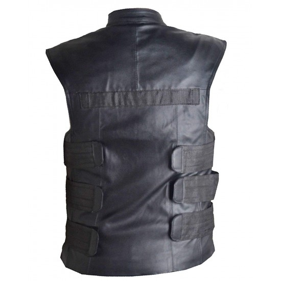 Thomas Janes The Punisher Leather Vest And Skull Logo on the front