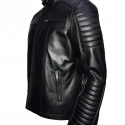 Sheepskin Leather Men's Diamond Quilted Jacket
