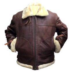 Mens Aviator B3 Sheepskin Brown Leather Bomber Jacket Mens Aviator B3 Sheepskin Brown Leather Bomber Jacket