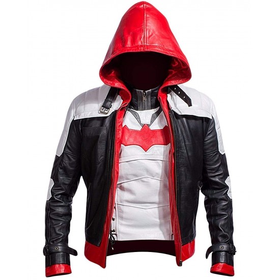 Batman Arkham Knight Red Hood Costume and a batman logo on the inner side of the vest