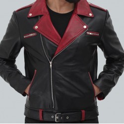 Jimmy Mens Black and Maroon Moto Jacket Jimmy Mens Black and Maroon Moto Jacket