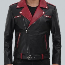 Jimmy Mens Black and Maroon Moto Jacket Jimmy Mens Black and Maroon Moto Jacket