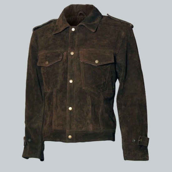 Men's Brown Suede Leather Jacket Rubber Soul Beatles John Lennon Vintage Biker