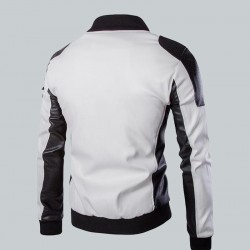 Joliet White Leather Perforated Jacket Mens
