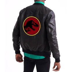 Jurassic Park Black Bomber Leather Jacket Jurassic Park Black Bomber Leather Jacket