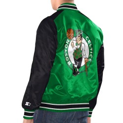 Kelly Green/Black Boston Celtics Renegade Varsity Satin Jacket