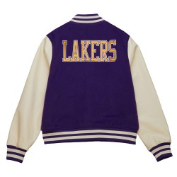 LA Lakers Purple and Off White Varsity Jacket LA Lakers Purple and Off White Varsity Jacket