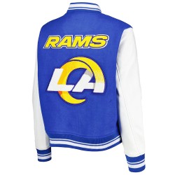 LA Rams Mash Up Royal and White Varsity Jacket