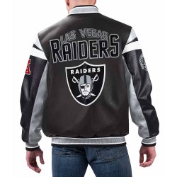 Las Vegas Raiders Black Varsity Full-Zip Leather Jacket