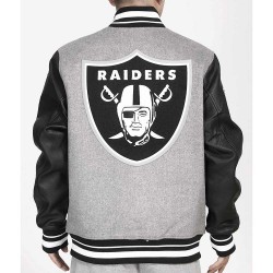 Las Vegas Raiders Varsity Gray and Black Jacket
