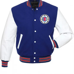 Los Angeles Clippers Varsity Basketball Blue and White Jacket Los Angeles Clippers Varsity Basketball Blue and White Jacket