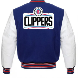 Los Angeles Clippers Varsity Basketball Blue and White Jacket Los Angeles Clippers Varsity Basketball Blue and White Jacket