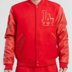 Los Angeles Dodgers Classic Triple Red Wool Varsity Jacket Los Angeles Dodgers Classic Triple Red Wool Varsity Jacket