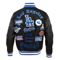 Los Angeles Dodgers Old English Black Wool Varsity Jacket