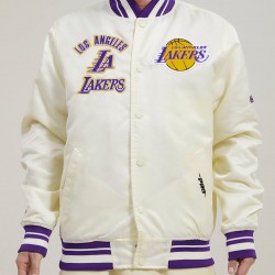Los Angeles Lakers Retro Classic Off White Satin Jacket Los Angeles Lakers Retro Classic Off White Satin Jacket