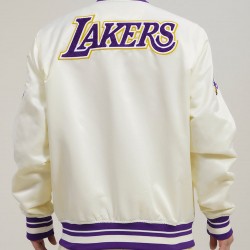 Los Angeles Lakers Retro Classic Off White Satin Jacket Los Angeles Lakers Retro Classic Off White Satin Jacket