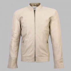 New Men's Baltoro Beige Sheepskin Cafe Racer Jacket New Men's Baltoro Beige Sheepskin Cafe Racer Jacket