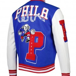 Mash Up Philadelphia 76ers Capsule Royal Varsity Jacket Mash Up Philadelphia 76ers Capsule Royal Varsity Jacket