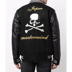 Mastermind Japan Logo-Embroidery Black Varsity Jacket Mastermind Japan Logo-Embroidery Black Varsity Jacket