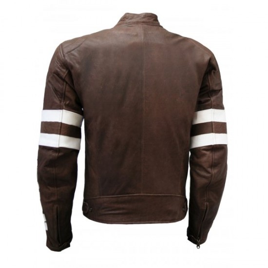 Men Distressed Vintage Leather Motorcycle Jacket