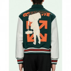 Men's Barrel Green and White Letterman Jacket Men's Barrel Green and White Letterman Jacket
