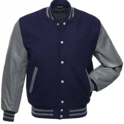 Men's Blue and Gray Bomber Jacket