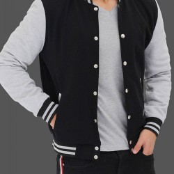 Men's Bomber Baseball Black and Grey Jacket Men's Bomber Baseball Black and Grey Jacket