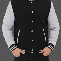 Men's Bomber Baseball Black and Grey Jacket Men's Bomber Baseball Black and Grey Jacket
