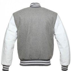 Men's Bomber Grey Wool Varsity Jacket Men's Bomber Grey Wool Varsity Jacket